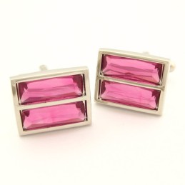 Boutons De Manchette Oblongs En Titane Avec Cristal Peachblow Resplendissant