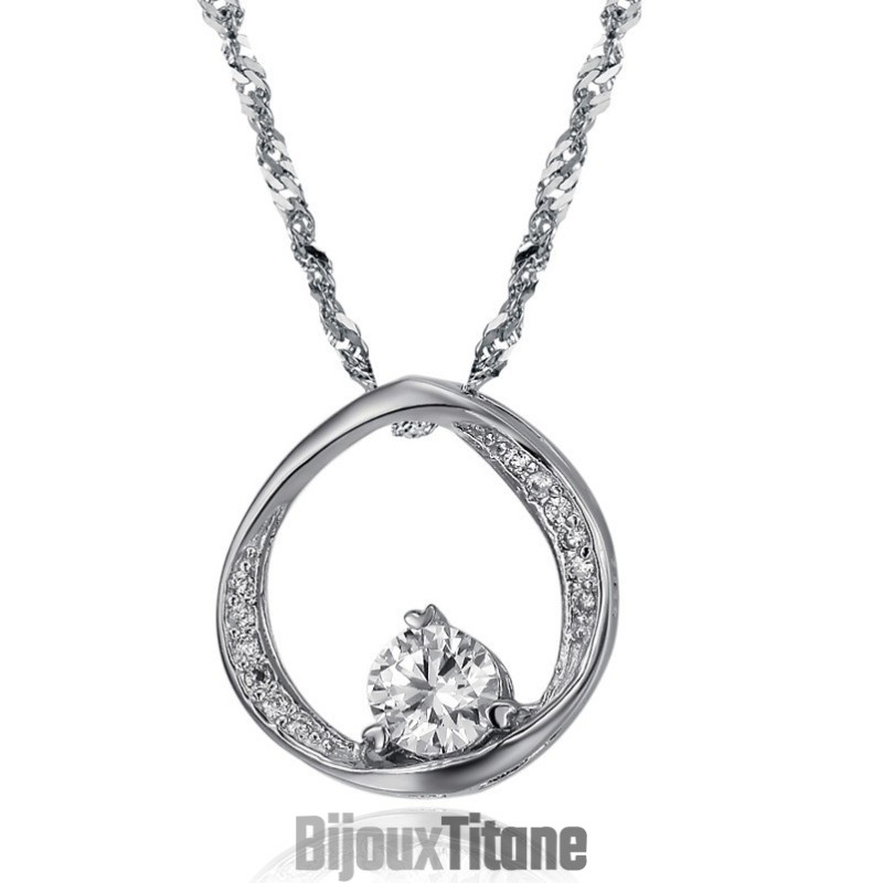 Collier En Titane Plaqué Platine Pour Femme, De Qualité Stable Et Concis