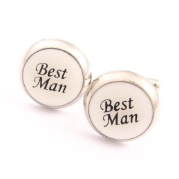 Boutons De Manchette Ronds En Titane Et Plaqué Ip Noir Pour Homme