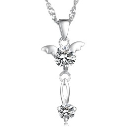 Collier En Titane Plaqué Platine Pour Femme Avec Diamant, Qualité Et Quantité Garanties