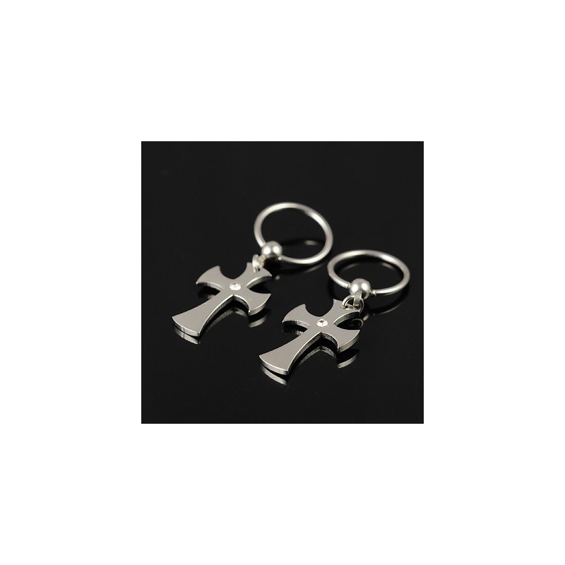 Boucles D'Oreilles Croix En Titane Pour Homme