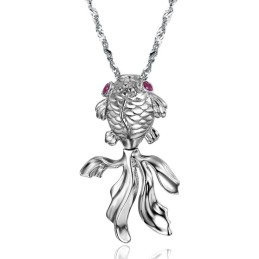 Collier En Titane Plaqué Platine En Forme De Poisson Pour Femme, Facile À Utiliser