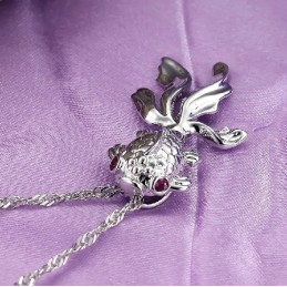 Collier En Titane Plaqué Platine En Forme De Poisson Pour Femme, Facile À Utiliser