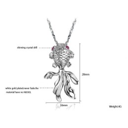 Collier En Titane Plaqué Platine En Forme De Poisson Pour Femme, Facile À Utiliser