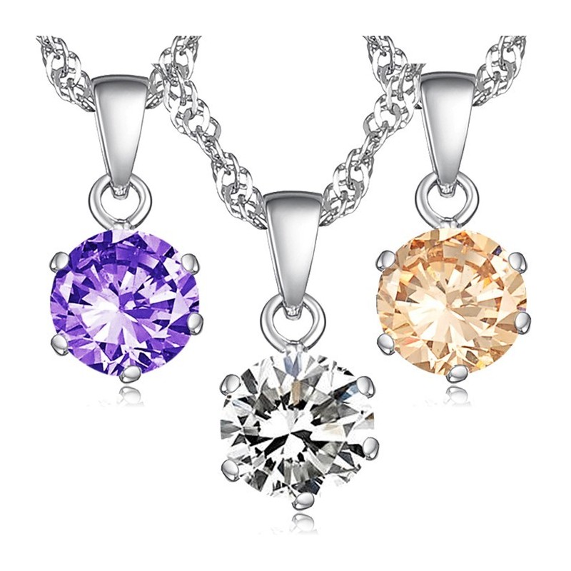 Collier En Titane Plaqué Platine Pour Femme, De Qualité Stable, Avec Diamant Collier En Titane Plaqué Platine Pour Femme, De Qualité Stable, Avec Diamant