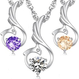Collier En Titane Plaqué Platine En Forme De Phénix Pour Femme D'Excellente Qualité