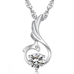 Collier En Titane Plaqué Platine En Forme De Phénix Pour Femme D'Excellente Qualité