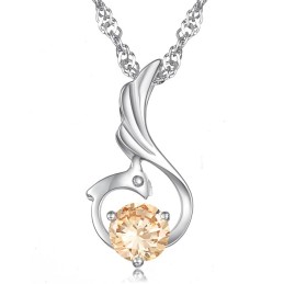 Collier En Titane Plaqué Platine En Forme De Phénix Pour Femme D'Excellente Qualité