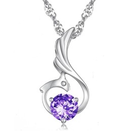 Collier En Titane Plaqué Platine En Forme De Phénix Pour Femme D'Excellente Qualité