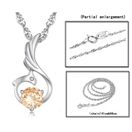Collier En Titane Plaqué Platine En Forme De Phénix Pour Femme D'Excellente Qualité