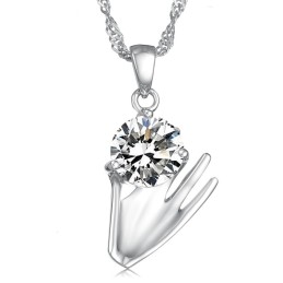 Collier En Titane Plaqué Platine Violet Avec Diamants Pour Femme