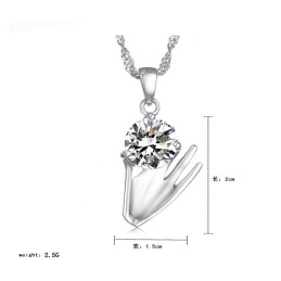 Collier En Titane Plaqué Platine Violet Avec Diamants Pour Femme
