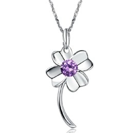 Collier En Titane Plaqué Platine En Forme De Trèfle Pour Femme, Durable Et À Utiliser