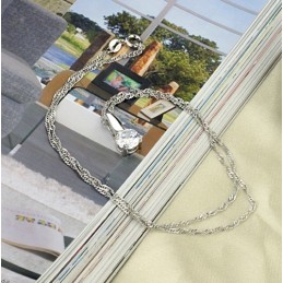 Collier En Titane Plaqué Platine Pour Femme, Facile À Utiliser, Avec Diamant