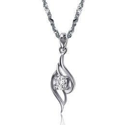 Collier En Titane Plaqué Platine En Forme De Plume Pour Femme De Haute Qualité