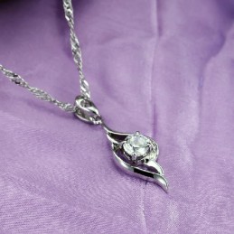 Collier En Titane Plaqué Platine En Forme De Plume Pour Femme De Haute Qualité