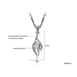 Collier En Titane Plaqué Platine En Forme De Plume Pour Femme De Haute Qualité