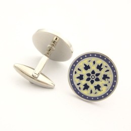 Boutons De Manchette Ronds Classiques En Titane Et Plaqués Violet Foncé