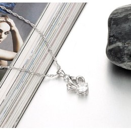 Collier En Titane Plaqué Platine, Hypoallergénique Et Facile À Utiliser, Avec Strass