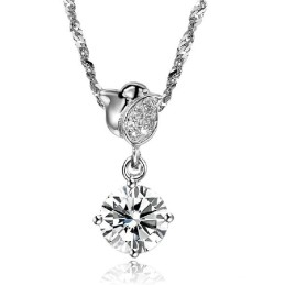 Collier En Titane Plaqué Platine En Forme De Rose Pour Femme Avec Strass, La Reine De La Qualité