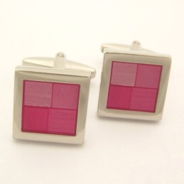 Boutons De Manchette Carrés Roses En Titane Exquis