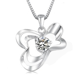Collier En Titane Plaqué Platine Pour Femme D'Excellente Qualité Avec Diamant