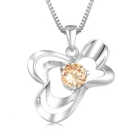 Collier En Titane Plaqué Platine Pour Femme D'Excellente Qualité Avec Diamant