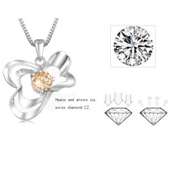 Collier En Titane Plaqué Platine Pour Femme D'Excellente Qualité Avec Diamant