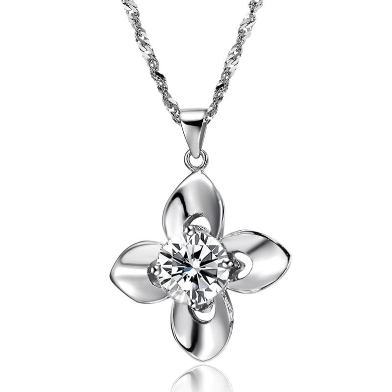 Collier En Titane Plaqué Platine Pour Femme, De Renommée Mondiale, Avec Diamant
