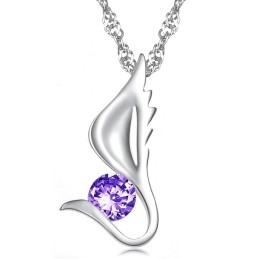 Collier En Titane Plaqué Platine En Forme D'Aile Féminine Avec Diamant, La Reine De La Qualité