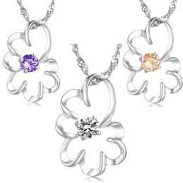 Collier En Titane Plaqué Platine Violet Avec Diamants Pour Femme