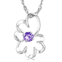 Collier En Titane Plaqué Platine Violet Avec Diamants Pour Femme