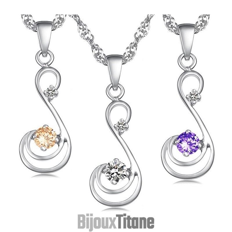 Collier En Titane Plaqué Platine Pour Femme Avec Diamant, Qualité Et Quantité Garanties Collier En Titane Plaqué Platine Pour Femme Avec Diamant, Qualité Et Quantité Garanties