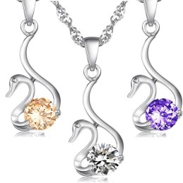 Collier En Titane Plaqué Platine En Forme De Cygne Pour Femme, De Réputation Fiable, Avec Diamant