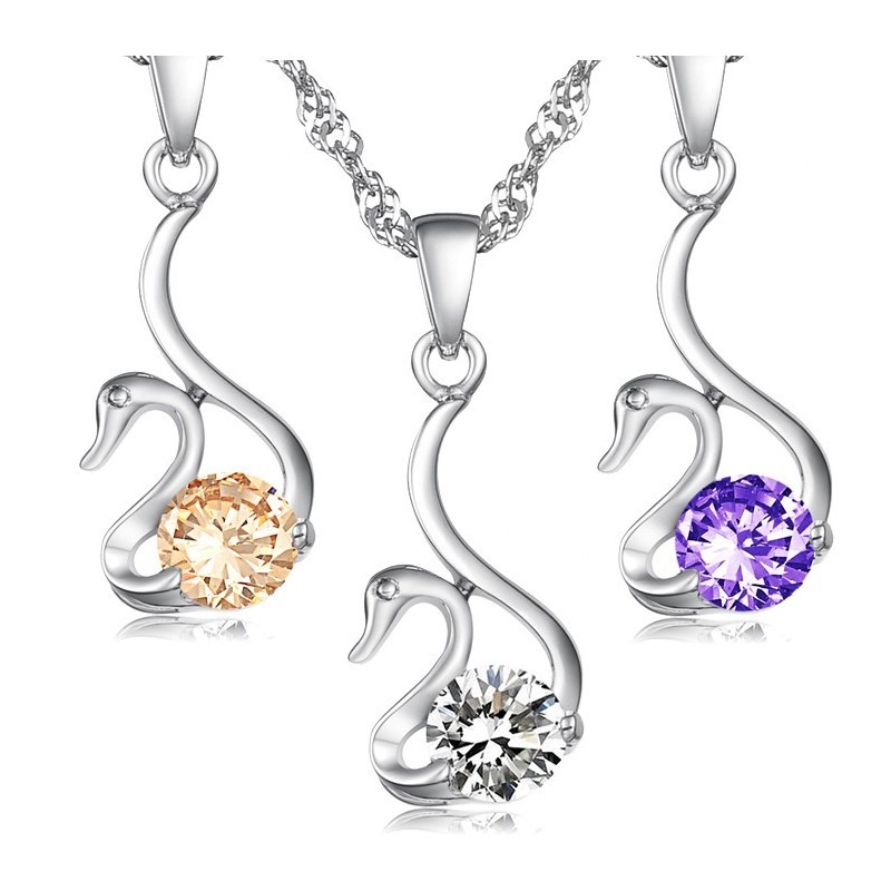 Collier En Titane Plaqué En Forme De Cygne Pour Femme, De Réputation Fiable, Avec Diamant