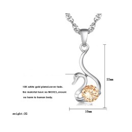 Collier En Titane Plaqué En Forme De Cygne Pour Femme, De Réputation Fiable, Avec Diamant