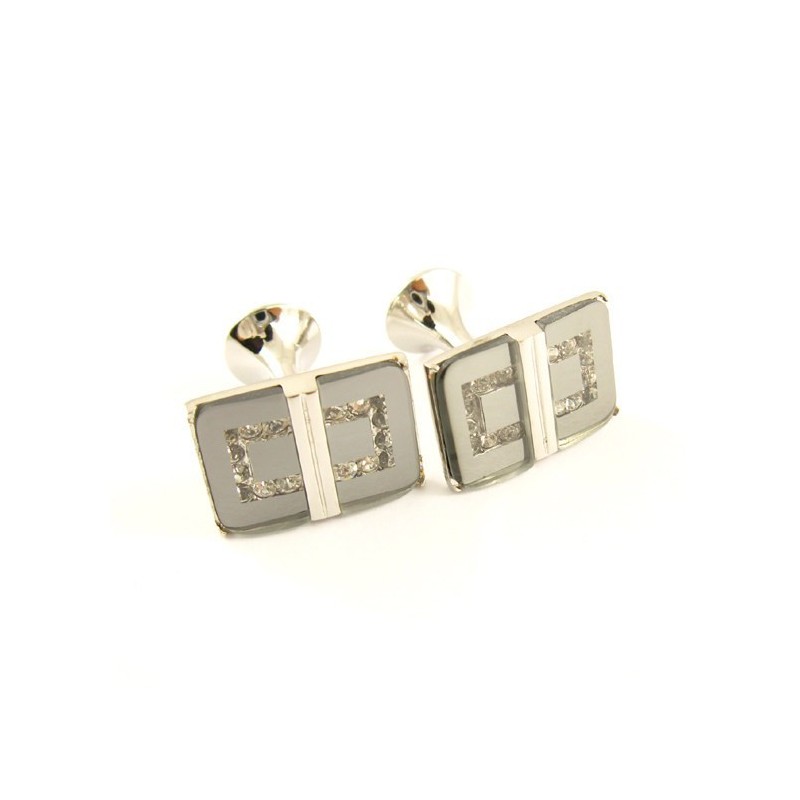 Boutons De Manchette Oblongs En Titane Avec Diamants Boutons De Manchette Oblongs En Titane Avec Diamants