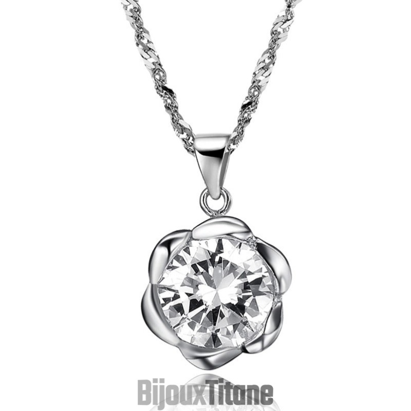 Collier En Titane Plaqué En Forme De Rose Pour Femme, De Qualité Stable