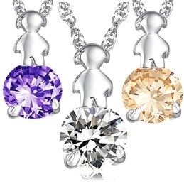 Collier En Titane Plaqué Platine Pour Femme, Durable Et À Usage Intensif, Avec Diamant