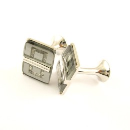 Boutons De Manchette Oblongs En Titane Avec Diamants