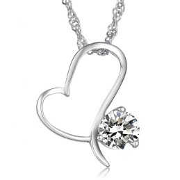 Collier En Titane Plaqué Platine Pour Femme De Haute Qualité Avec Diamant