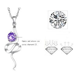 Collier En Titane Plaqué Platine Violet Pour Femme, De Réputation Fiable, Avec Strass