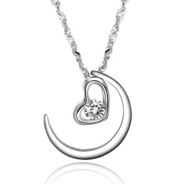 Collier En Titane Plaqué Platine Pour Femme Avec Strass, Complet Et Conforme Aux Spécifications
