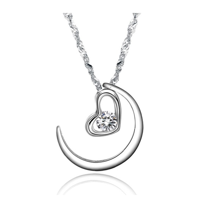 Collier En Titane Plaqué Platine Pour Femme Avec Strass, Complet Et Conforme Aux Spécifications