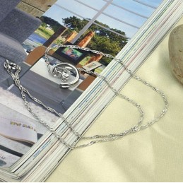 Collier En Titane Plaqué Platine Pour Femme Avec Strass, Complet Et Conforme Aux Spécifications
