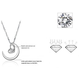 Collier En Titane Plaqué Platine Pour Femme Avec Strass, Complet Et Conforme Aux Spécifications