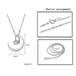 Collier En Titane Plaqué Platine Pour Femme Avec Strass, Complet Et Conforme Aux Spécifications