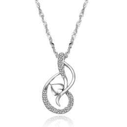 Collier En Titane Plaqué Platine De Haute Qualité Pour Femme Avec Strass