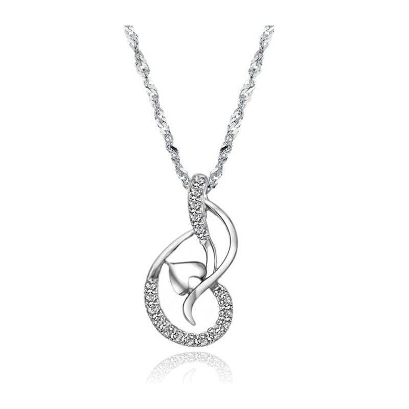 Collier En Titane Plaqué Platine De Haute Qualité Pour Femme Avec Strass