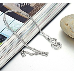 Collier En Titane Plaqué Platine De Haute Qualité Pour Femme Avec Strass